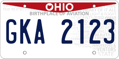 OH license plate GKA2123