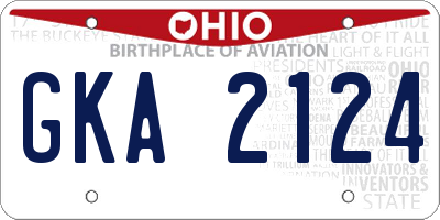 OH license plate GKA2124