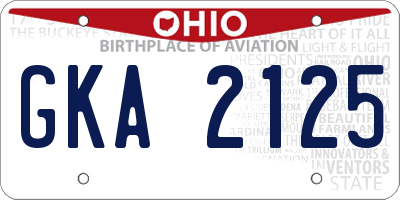 OH license plate GKA2125
