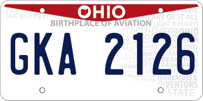 OH license plate GKA2126