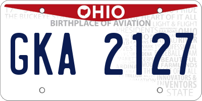 OH license plate GKA2127