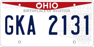 OH license plate GKA2131