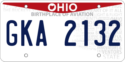 OH license plate GKA2132