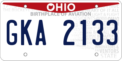 OH license plate GKA2133