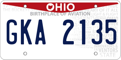 OH license plate GKA2135
