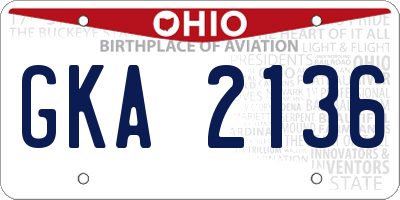 OH license plate GKA2136