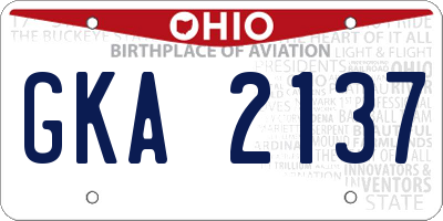 OH license plate GKA2137