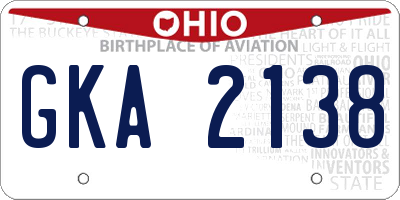 OH license plate GKA2138