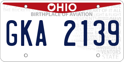 OH license plate GKA2139
