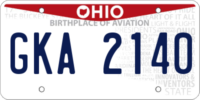 OH license plate GKA2140
