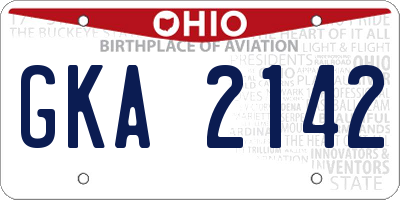 OH license plate GKA2142