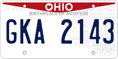 OH license plate GKA2143