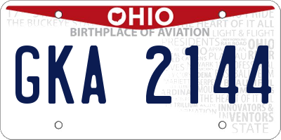 OH license plate GKA2144