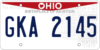 OH license plate GKA2145