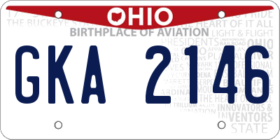 OH license plate GKA2146
