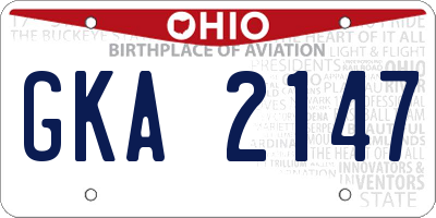 OH license plate GKA2147