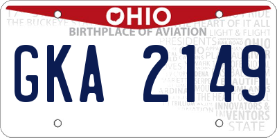 OH license plate GKA2149