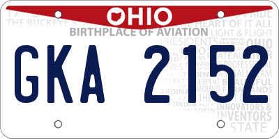 OH license plate GKA2152