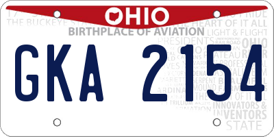 OH license plate GKA2154
