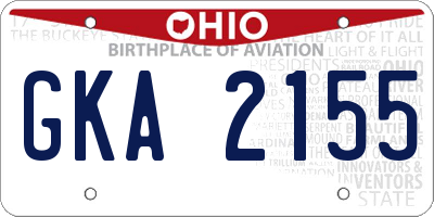 OH license plate GKA2155