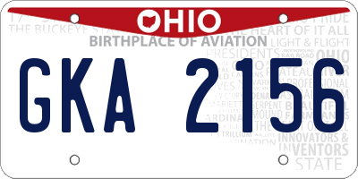 OH license plate GKA2156