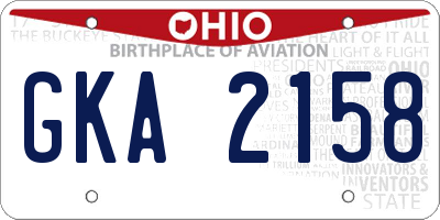 OH license plate GKA2158