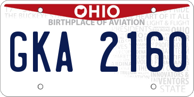 OH license plate GKA2160