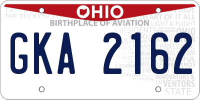 OH license plate GKA2162