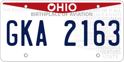OH license plate GKA2163