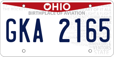 OH license plate GKA2165