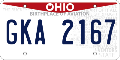 OH license plate GKA2167
