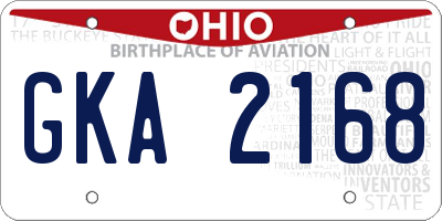 OH license plate GKA2168