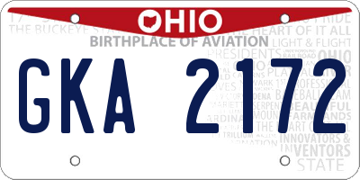 OH license plate GKA2172