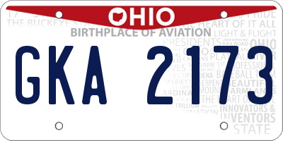 OH license plate GKA2173