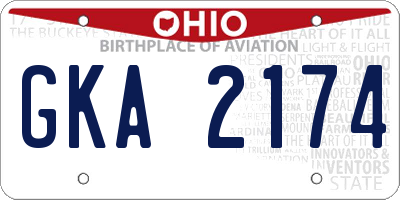 OH license plate GKA2174