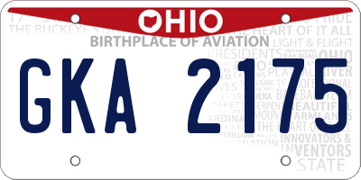 OH license plate GKA2175