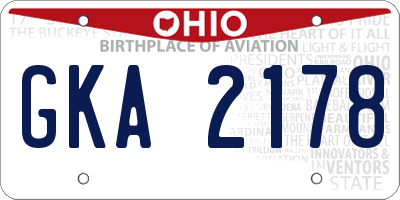 OH license plate GKA2178