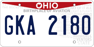 OH license plate GKA2180