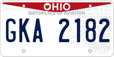 OH license plate GKA2182