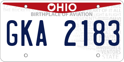 OH license plate GKA2183