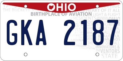 OH license plate GKA2187