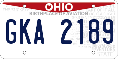 OH license plate GKA2189
