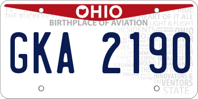 OH license plate GKA2190