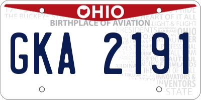 OH license plate GKA2191