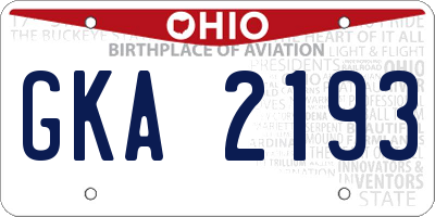 OH license plate GKA2193