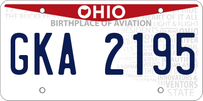 OH license plate GKA2195