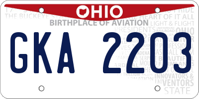 OH license plate GKA2203
