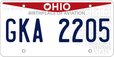 OH license plate GKA2205