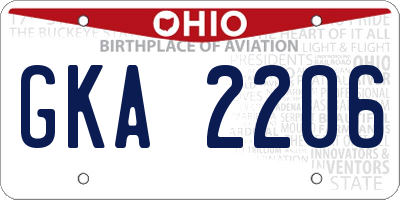 OH license plate GKA2206