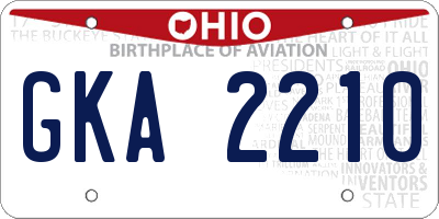 OH license plate GKA2210